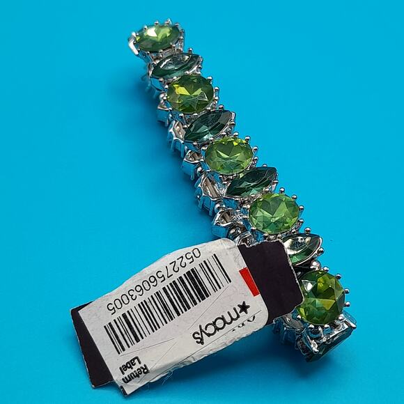 Macy's Green Rhinestone Stretch Bracelet, New With Tags, Old Stock - Picture 10 of 11